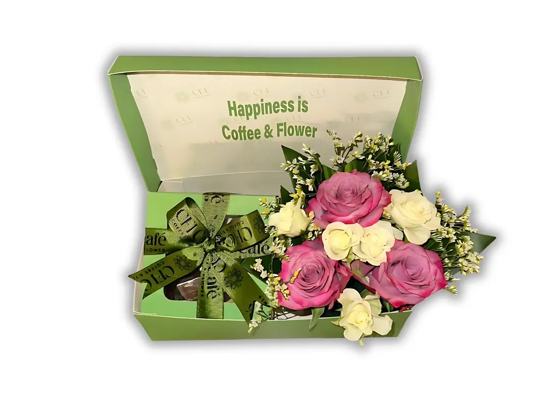 box of Flowers, (chocolates or coffee or sweets)